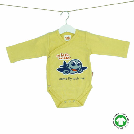 organic short baby bodysuit airplane print