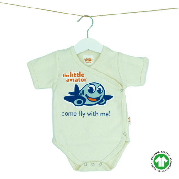 organic short baby bodysuit airplane print